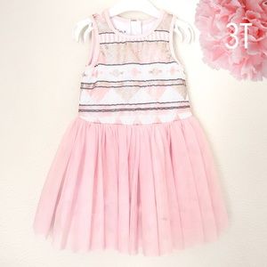 Girls Pink Sparkly Sequined Dress w/ Tutu Skirt 3T